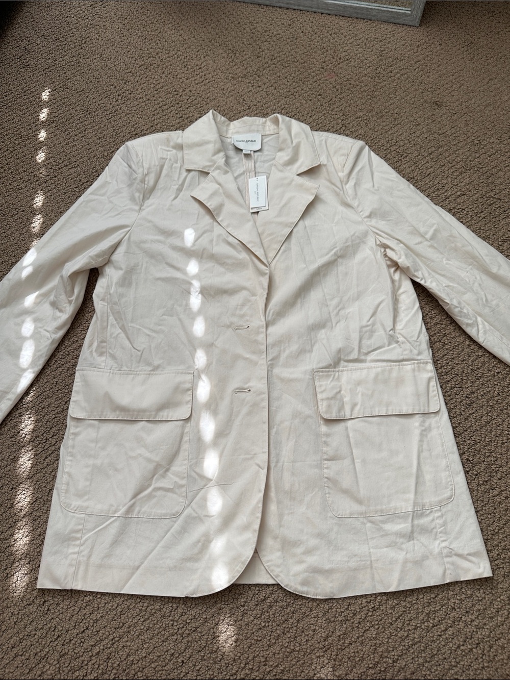 Banana Republic White Cream Lightweight Cotton-Blend Blazer
